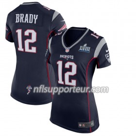 Maillot Femme New England Patriots Tom Brady 12 Nike Bleu II 2019 Super Bowl LIII 